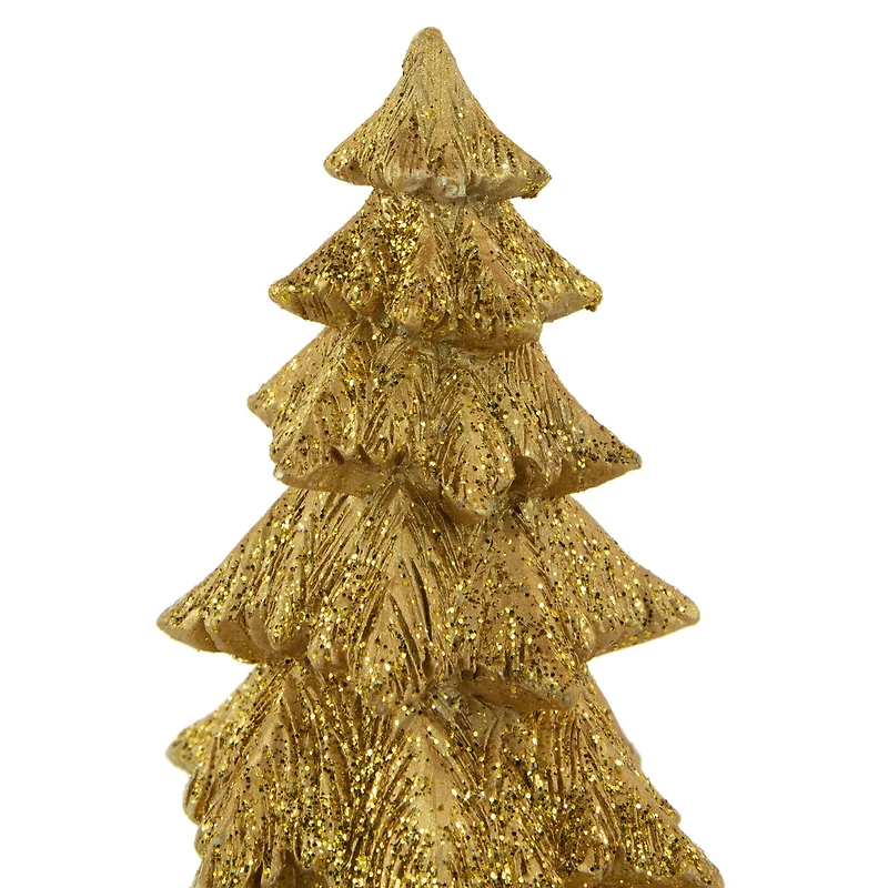 6" Gold Metallic Glittered Resin Tabletop Christmas Tree