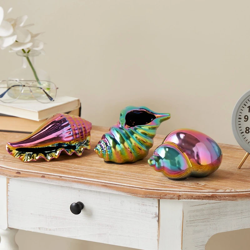 Rainbow Ceramic Shell Sculpture Set