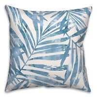 Navy Palm Leaf Throw Pillow