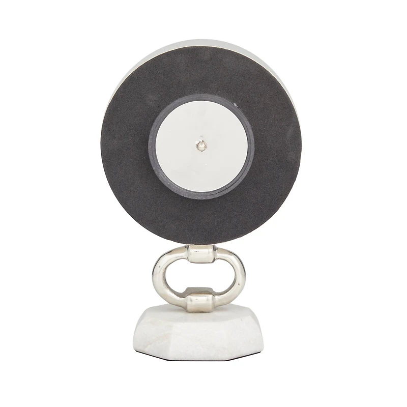 Silver Modern Abstract Clock, 6" x 4" x 10"