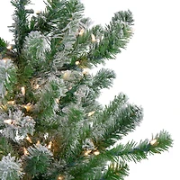 4.5ft. Pre-Lit Flocked Natural Emerald Full Artificial Christmas Tree, Clear Lights