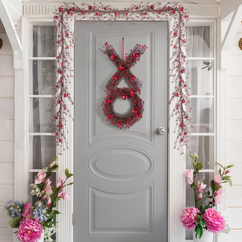 Glitzhome® 6ft Valentine's Red Berry Garland