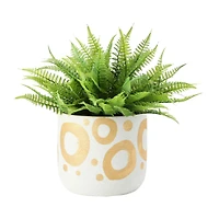 Hello Honey® 6.5" White & Gold Hand-Painted Stoneware Planter