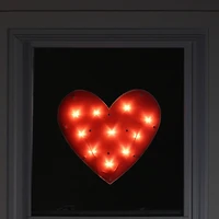 14" Lighted Red Heart Window Silhouette Decoration