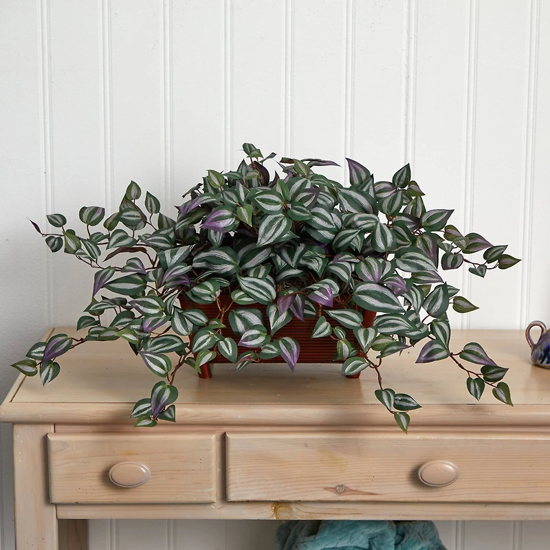 14" Inchplant In Rectangular Decorative Planter