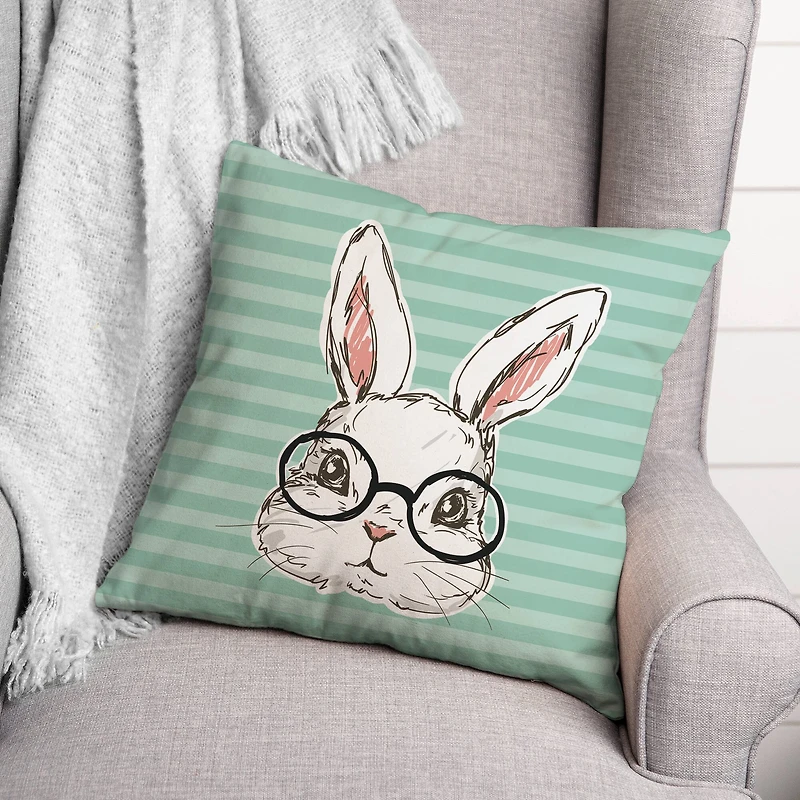 Bunny With Glasses 18" x 18" Throw Pillow