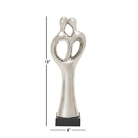 19" Traditional Silver Porcelain Stylized Abstract Couple Sculpture
