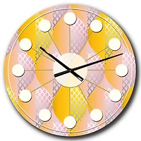 Designart 'Golden Geometrical Diamond Pattern Iv Mid-Century Modern Wall Clock
