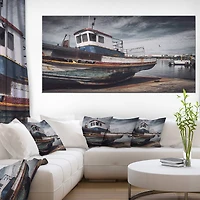 Designart Old Fishing Boat Large Boat Canvas Art Print
