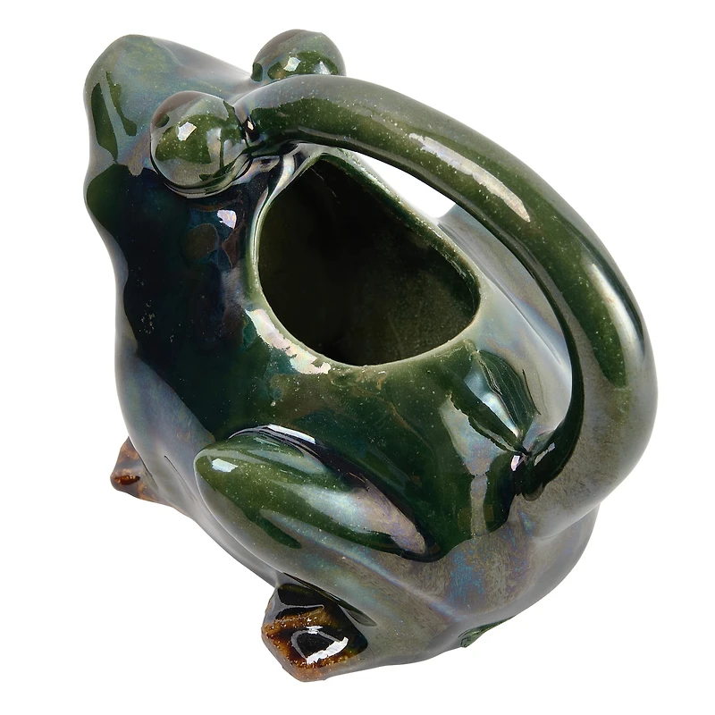 Hello Honey® 7.5" Green Stoneware Frog Watering Pitcher