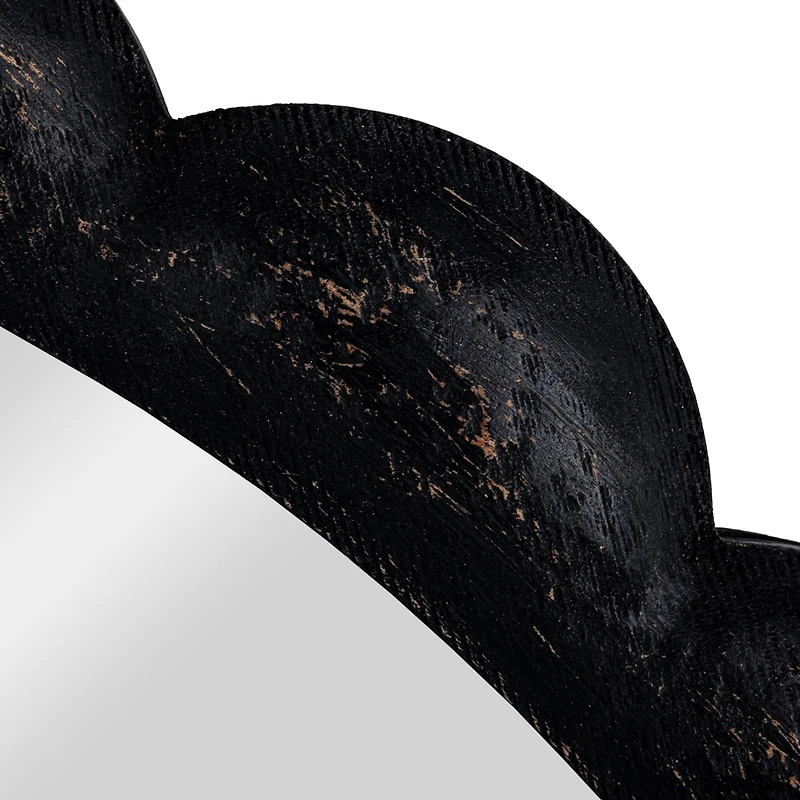 Hello Honey® 27" Black Round Scalloped Wood Wall Mirror