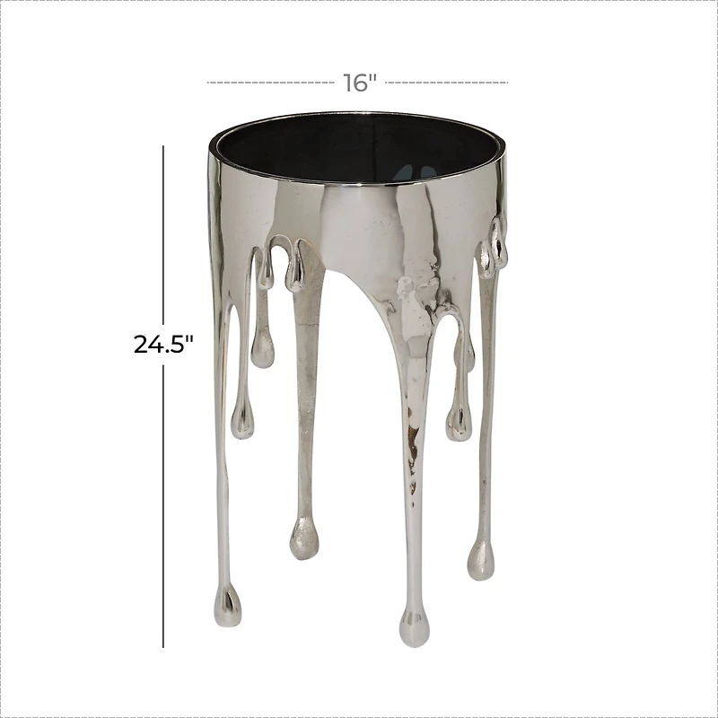 24" Silver Contemporary Aluminum Accent Table