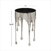 24" Silver Contemporary Aluminum Accent Table