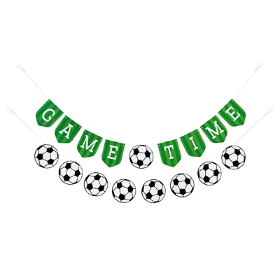 5ft. Green, Black & White Game Time Soccer Banner Set by Celebrate It™