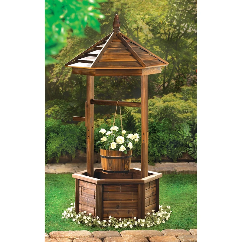 44.12" Rustic Wishing Well Planter