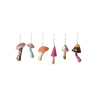 Hello Honey® 6 Pack 7.5" Handmade Wool Felt Mushroom Ornaments