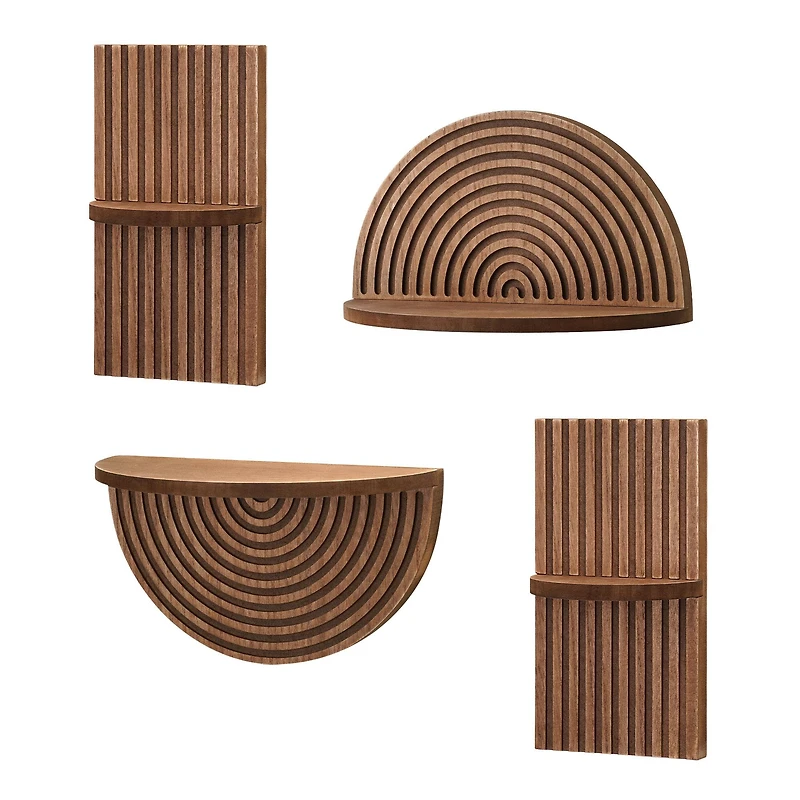 American Art Decor Half Circles Meet Right Angles 4-Piece Shelf Set - 10" x 5.5", 6.25" x 11.75"