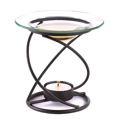 4.5" Modern Spiral Metal & Glass Candle Oil Warmer
