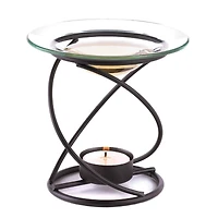 4.5" Modern Spiral Metal & Glass Candle Oil Warmer