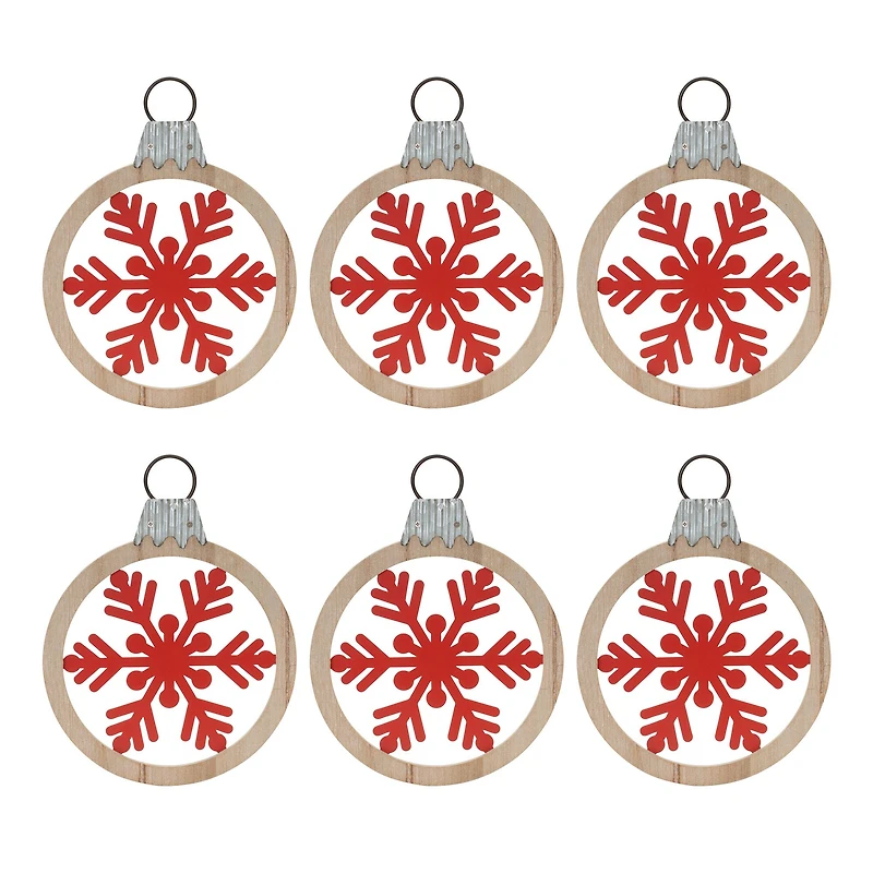 10.5" Red Snowflake in Frame Ornaments, 6ct.