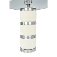 Hello Honey® 24" Raw Concrete White & Silver Table Lamp With Imprinted Diamond Design & Metal Accents