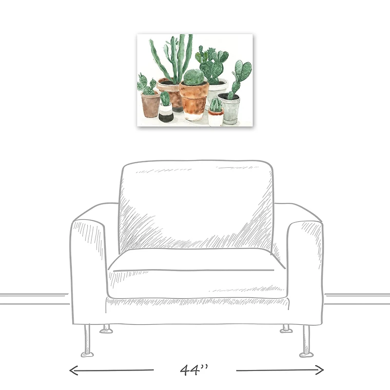 Cactus In Pots 20" x 16" Canvas Wall Art
