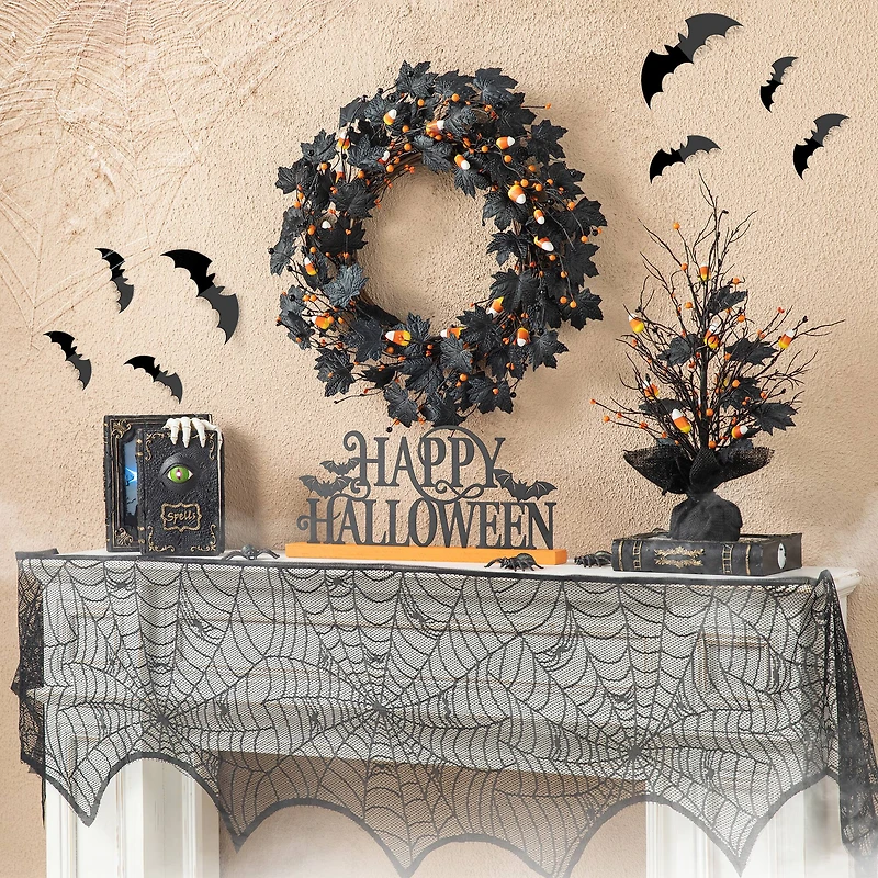 Glitzhome® 24" Halloween Candy Corn Berries Wreath