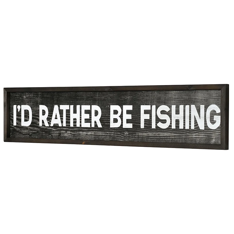36" I'd Rather Be Fishing Wood Novelty Wall Sign