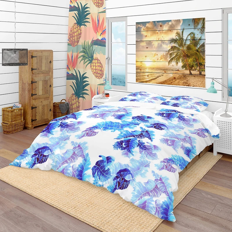 Designart 'Abstract Leaves Pattern' Tropical Bedding Set