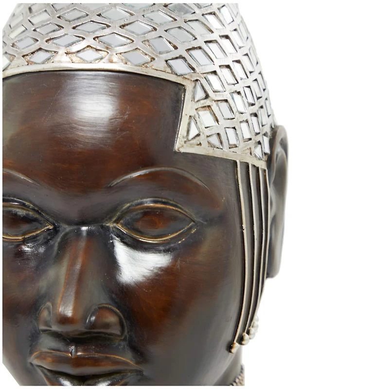 25" Brown & Silver Head Mask Sculpture