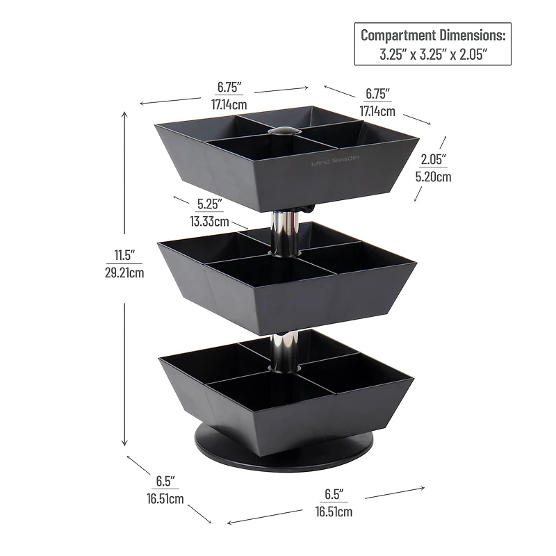 Mind Reader Anchor Collection 3-Tier 12-Compartment Tea and Condiment Carousel