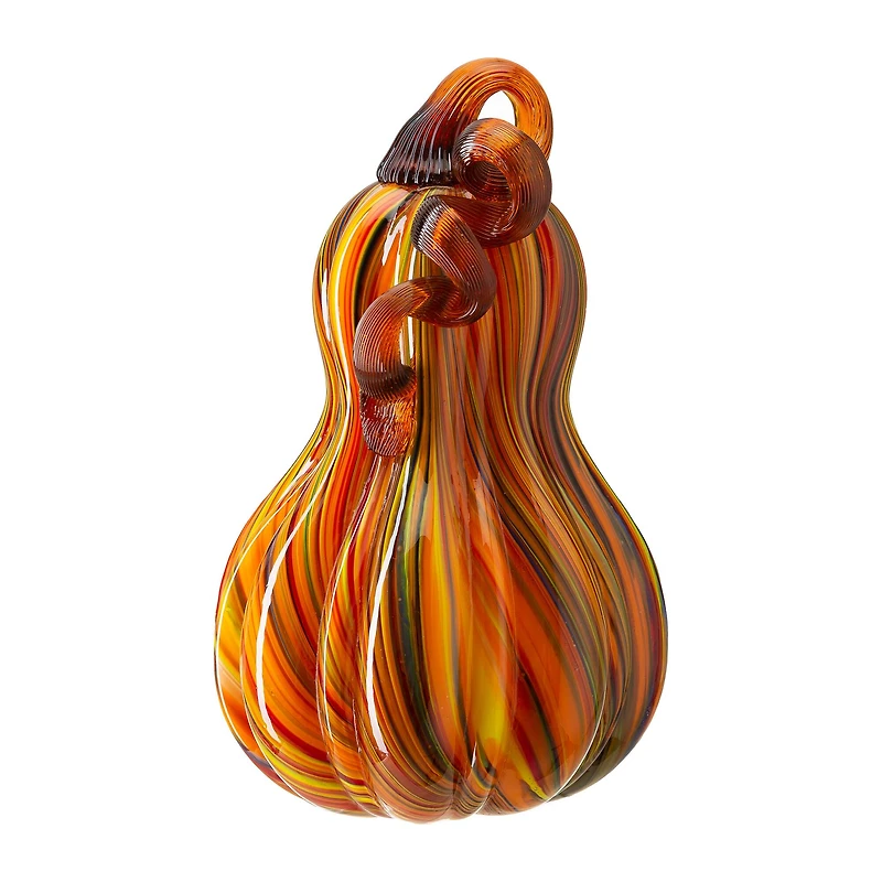 Glitzhome® 8.5" Multi Striped Glass Gourd