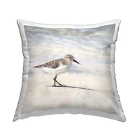 Stupell Industries Sandpiper Bird Stepping Summer Beach Shoreline Throw Pillow, 18" x 18"