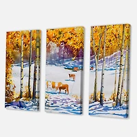 Designart - Cattle In The Early Snow In The Forest