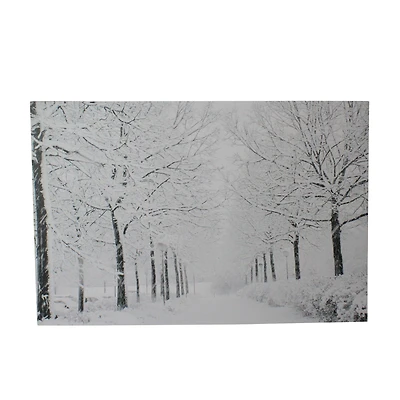 Fiber Optic Lighted Snowfall Winter Lane Christmas Canvas Wall Art