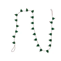 Hello Honey® 6ft. Handmade Wool Felt Green Leaves with Red & Gold Jingle Bells Garland
