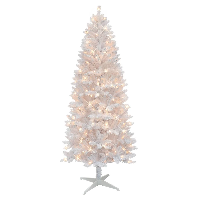 6ft. Pre-Lit White Carson Artificial Pine Christmas Tree, Clear Lights