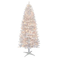 6ft. Pre-Lit White Carson Artificial Pine Christmas Tree, Clear Lights