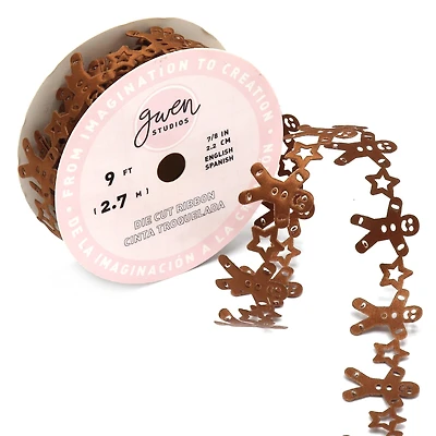 Gwen Studios 7/8" x 3yd. Die Cut Gingerbread Man Christmas Ribbon