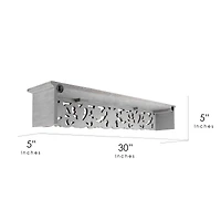 30" Gray Hand-Carved Medallion Floating Wall Shelf