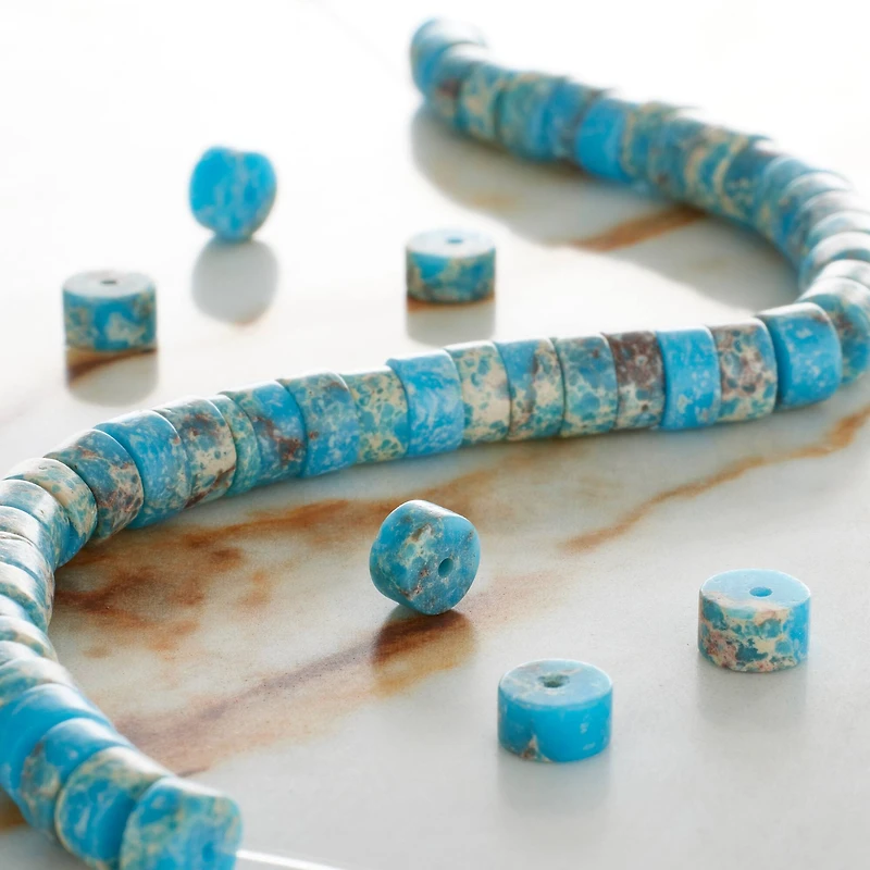 Blue Dyed Imperial Jasper Heishi Beads by Bead Landing