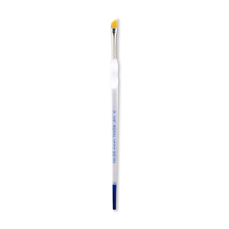 Soft-Grip Golden Taklon Long Handle Angular Brush, 1/4"
