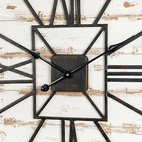Glitzhome® 31.5" Oversized Farmhouse Wooden & Metal Rectangle Wall Clock