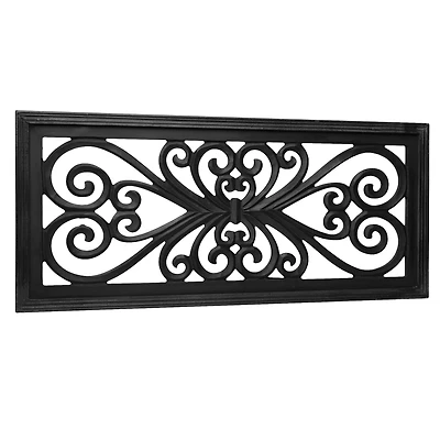 American Art Décor™ 35.75" Black Hand-Carved Floral Wood Panel and Wall Décor