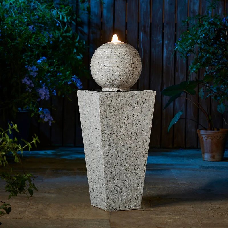 Glitzhome® 32" Rippling Floating Sphere Outdoor Fountain with LED Light