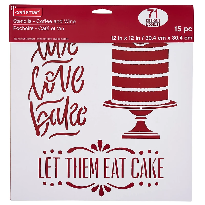 Coffee & Wine Stencils by Craft Smart®, 12" x 12"