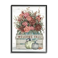 Stupell Industries Welcome Fall Seasonal Blooms Framed Giclee Art