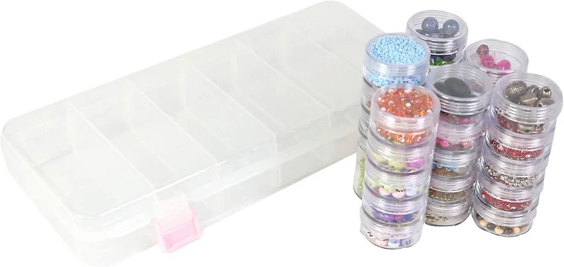 Everything Mary Large Plastic Bead Storage Box with Jars