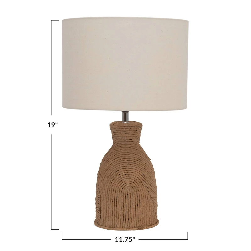 Hello Honey® 19" Paper Weaving Rope Table Lamp With Cotton Shade