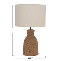 Hello Honey® 19" Paper Weaving Rope Table Lamp With Cotton Shade
